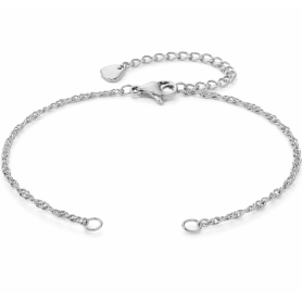 Řetízkový náramek z 304 nerezové ocele - Singapurský styl - Délka: 17cm - Prodlužovací řetízek: 47mm