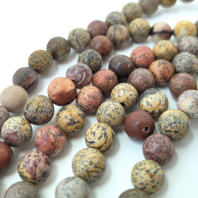 Přírodní červený krajinový jaspis – 8 mm – Tromlované kuličky – Průvlek: 1mm – Množství: 1 šňůra (46–50 ks)