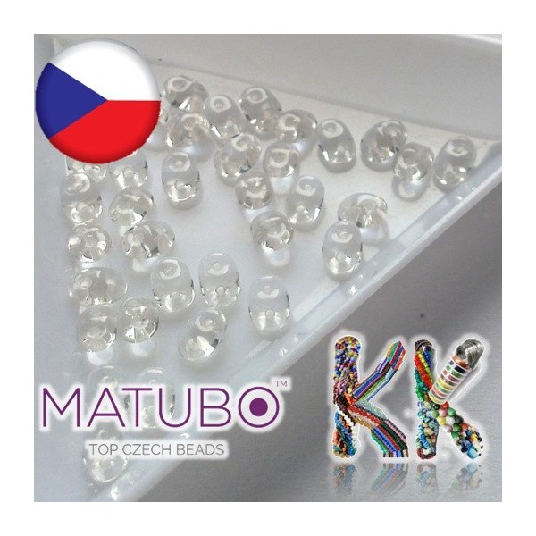 MATUBO ™ SUPERDUO - transparent with drawstring - 2.5 x 5 mm
