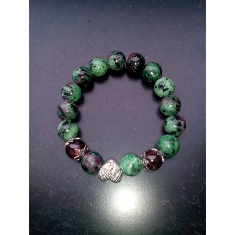Instructions for a bracelet with a ruby in zoisite and a garnet